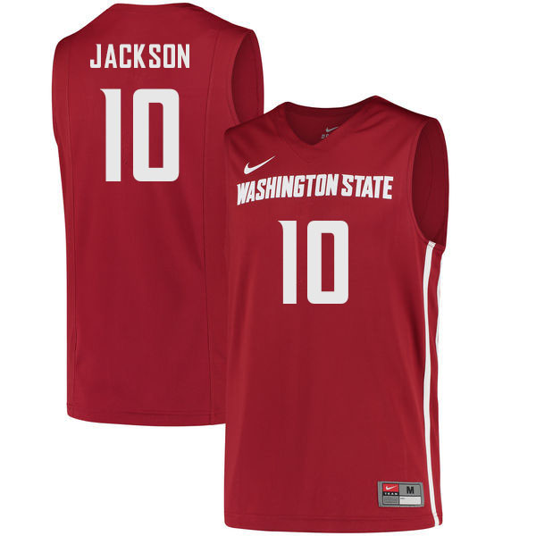 Men #10 Dishon Jackson Washington State Cougars College Basketball Jerseys Sale-Crimson - Click Image to Close